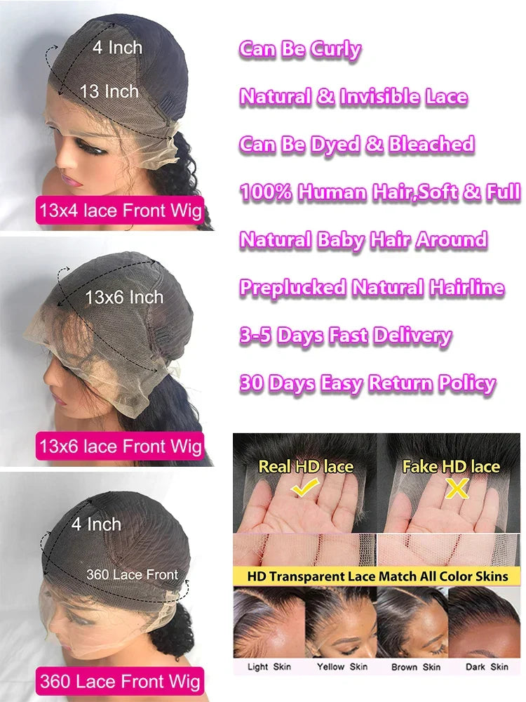 250 Density Curly Human Hair Wigs For Women 13x6 Hd Lace Frontal Wig Brazilian 13x4 Deep Wave Lace Front Wig 360 PrePlucked Lace
