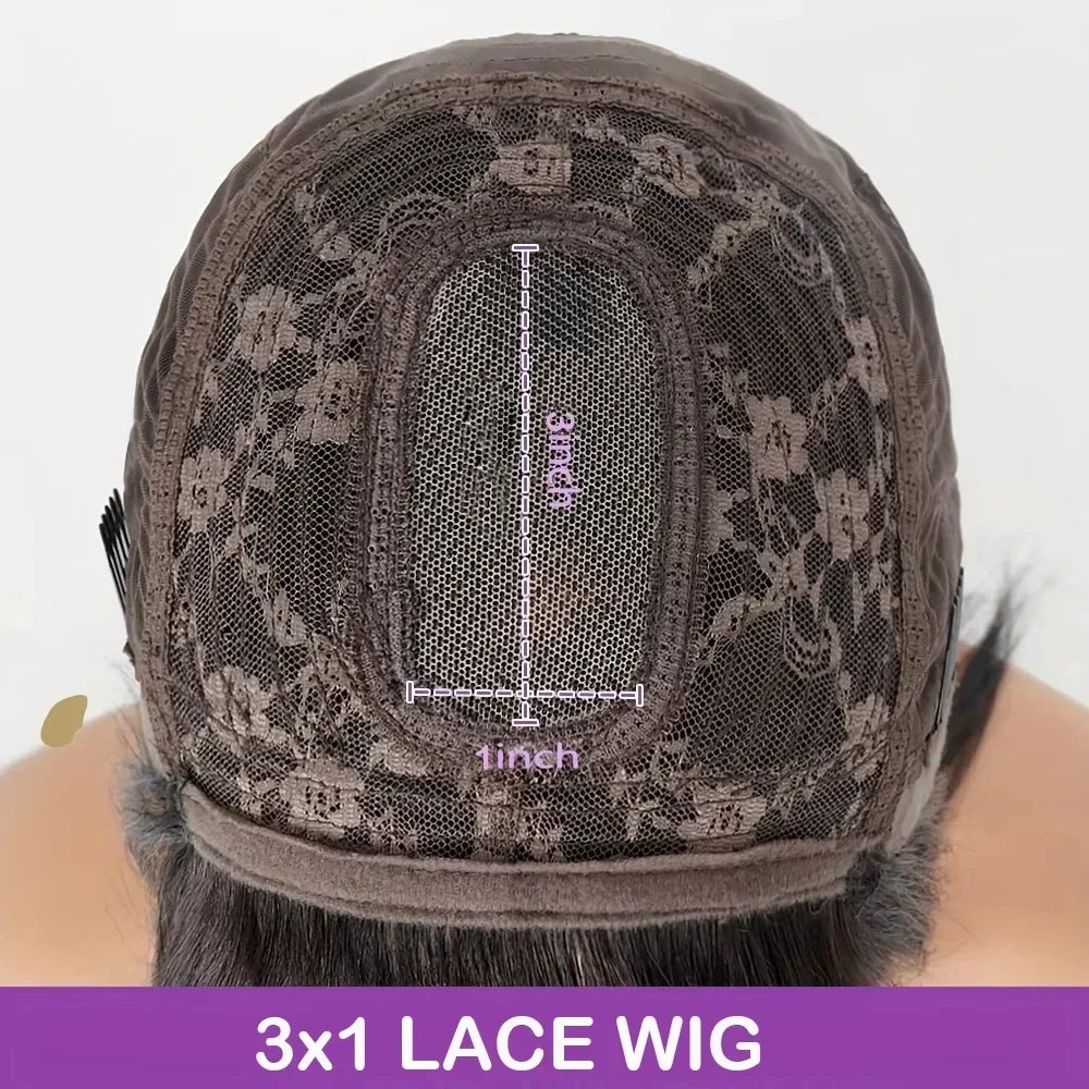 32 34inch Straight Human Hair Wigs with Bangs 3x1 Full Machine Made Wig 200% Density Brazilian Bangs Wig For Women Natural Black